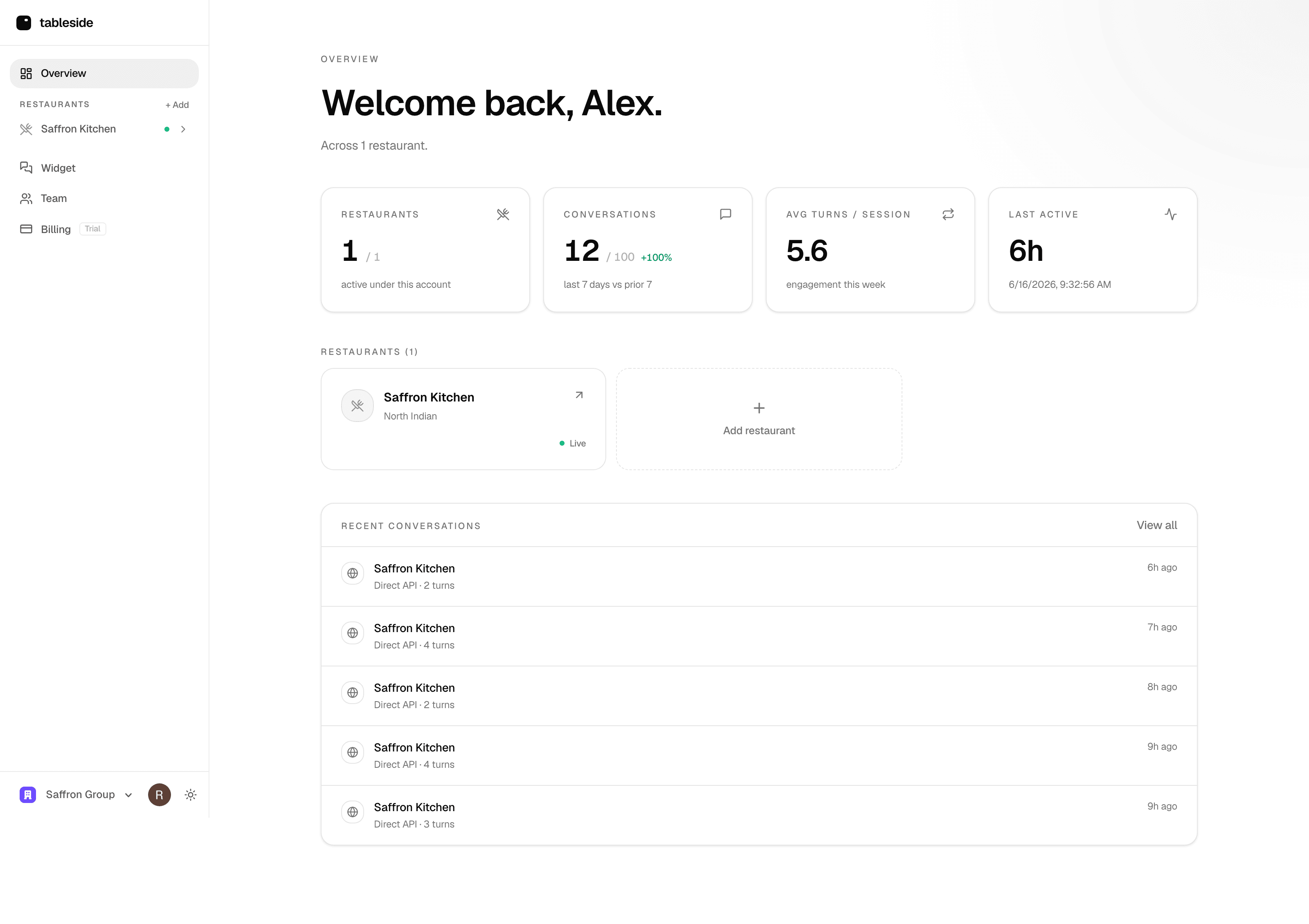 Tableside admin overview